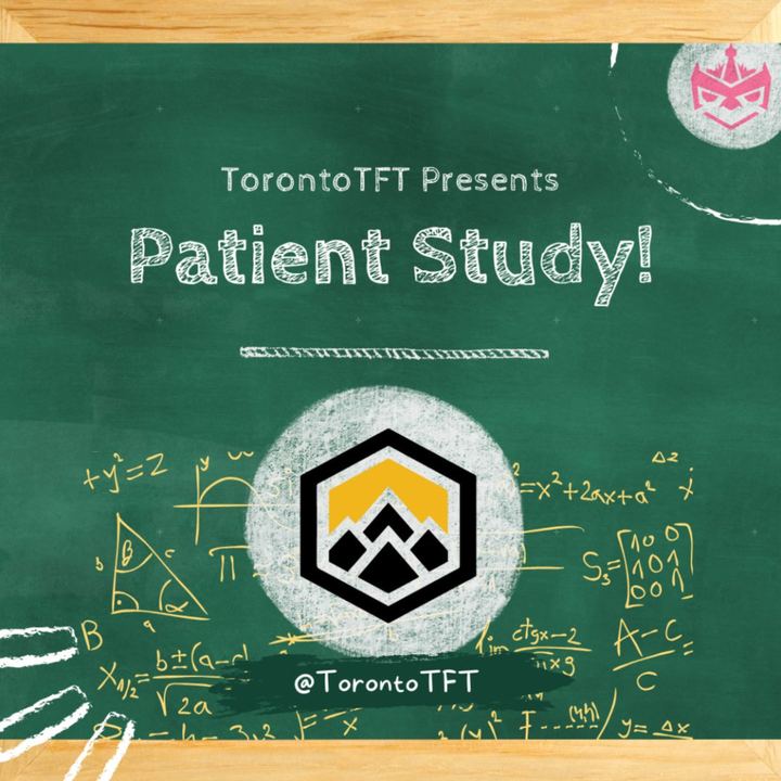 The Patient Study poster: TorontoTFT Presents Patient Study! on a chalkboard