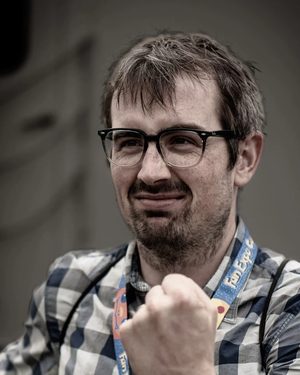 Alex with a fist raised at Windsor Showdown 2, Sep 2023