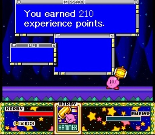 A parody RPG message in The Great Cave Offensive: You earned 210 experience points