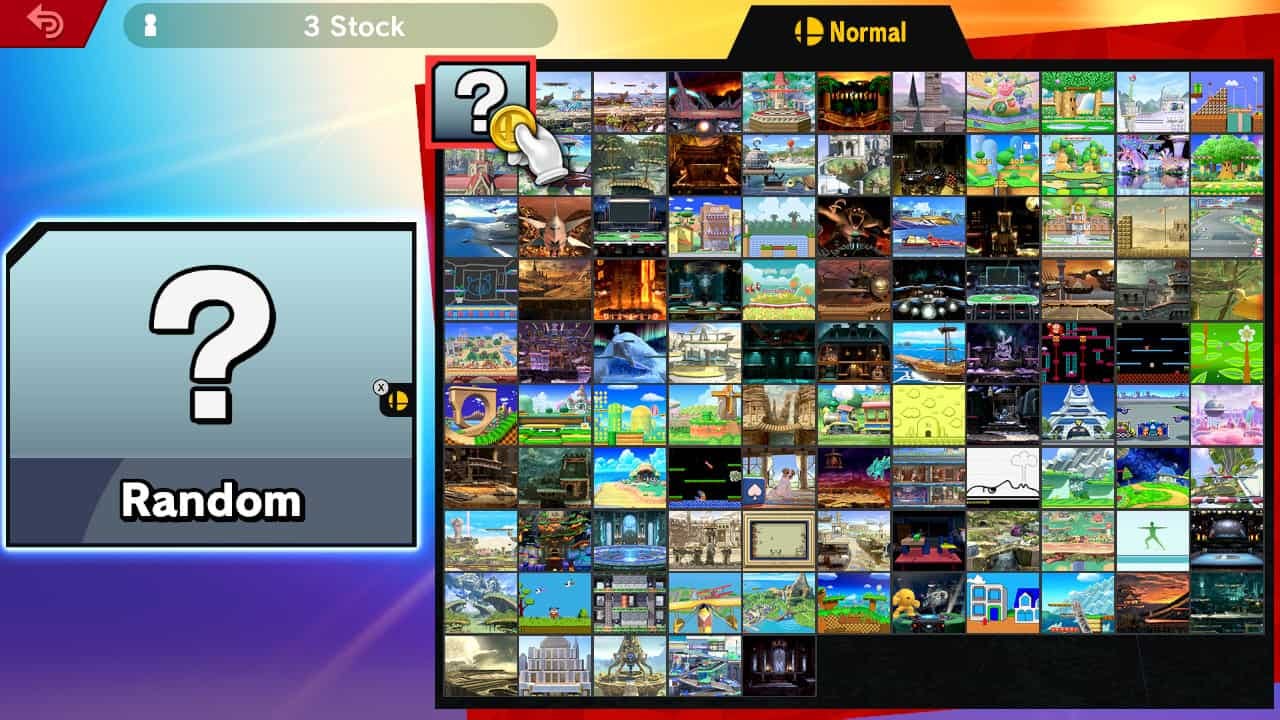 The stage select screen